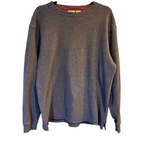 L.L. Bean Mens Gray Waffle Knit Cotton Crewneck Size Large